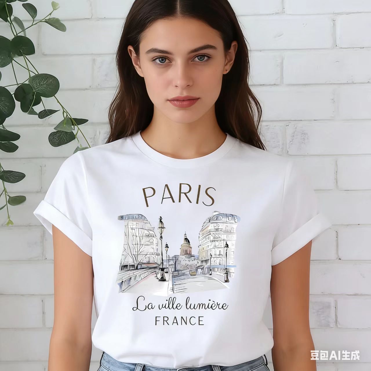Summer Clothing In Paris - 프랑스 파리 도시 건축 프린트 화이트