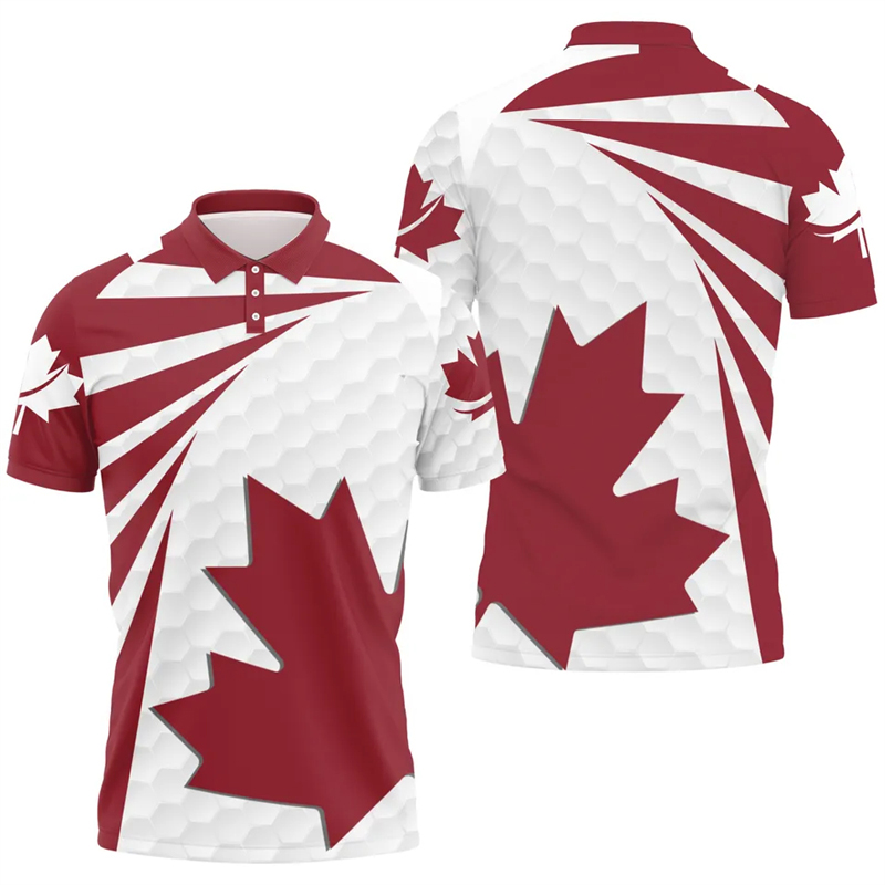 Summer Clothing Canada - 메이플 리프 플래그 폴로 셔츠 남성