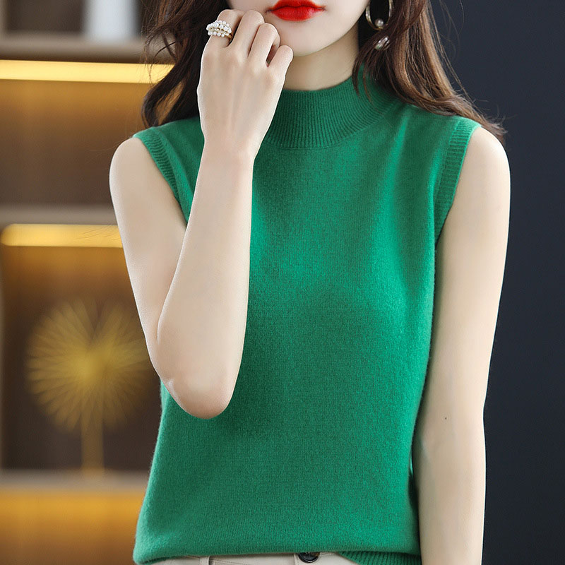 Summer Jumper Clothing - 여성 의류 하프 하이넥 베스트 점퍼