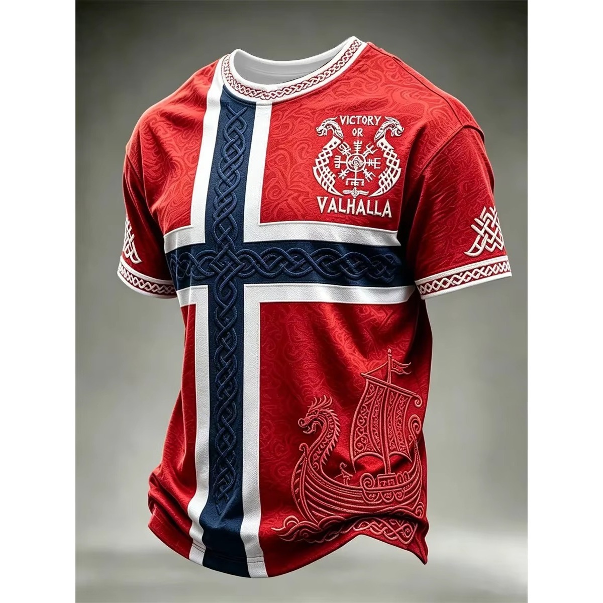 Summer Viking Clothing - 노르웨이 바이킹 티셔츠 남성용 노르웨이 크로스
