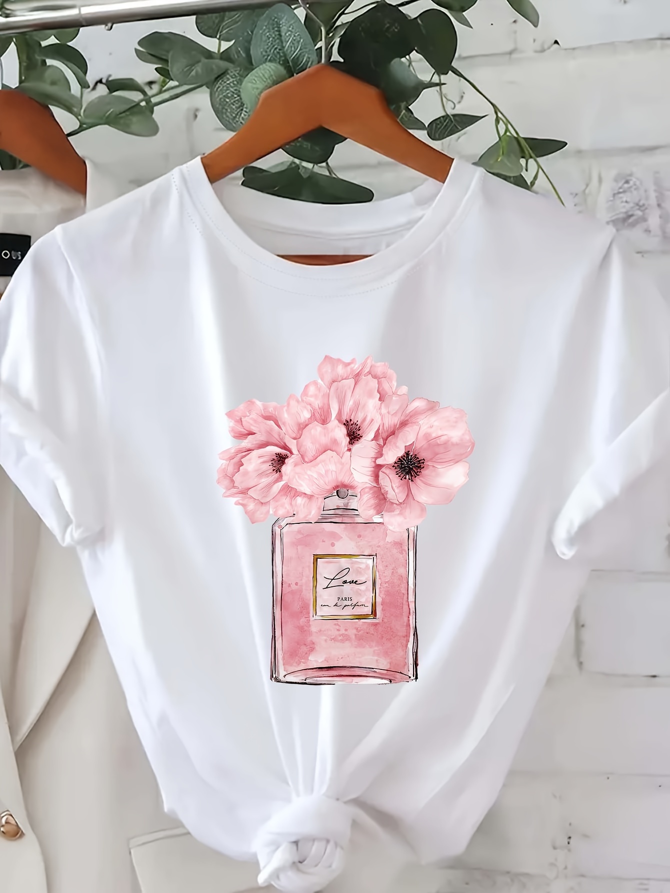 Summer Clothing In Paris - 여성용 꽃무늬 프린트 티셔츠 파리 플라워