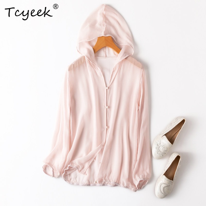 Summer Clothing Tops - Tcyeek 100% 리얼 멀버리 실크 여성