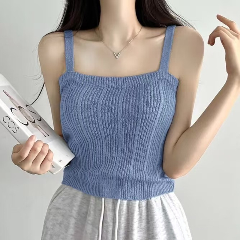 Summer Clothing Teens - 여성용 니트 캐미 탑 십대 소녀