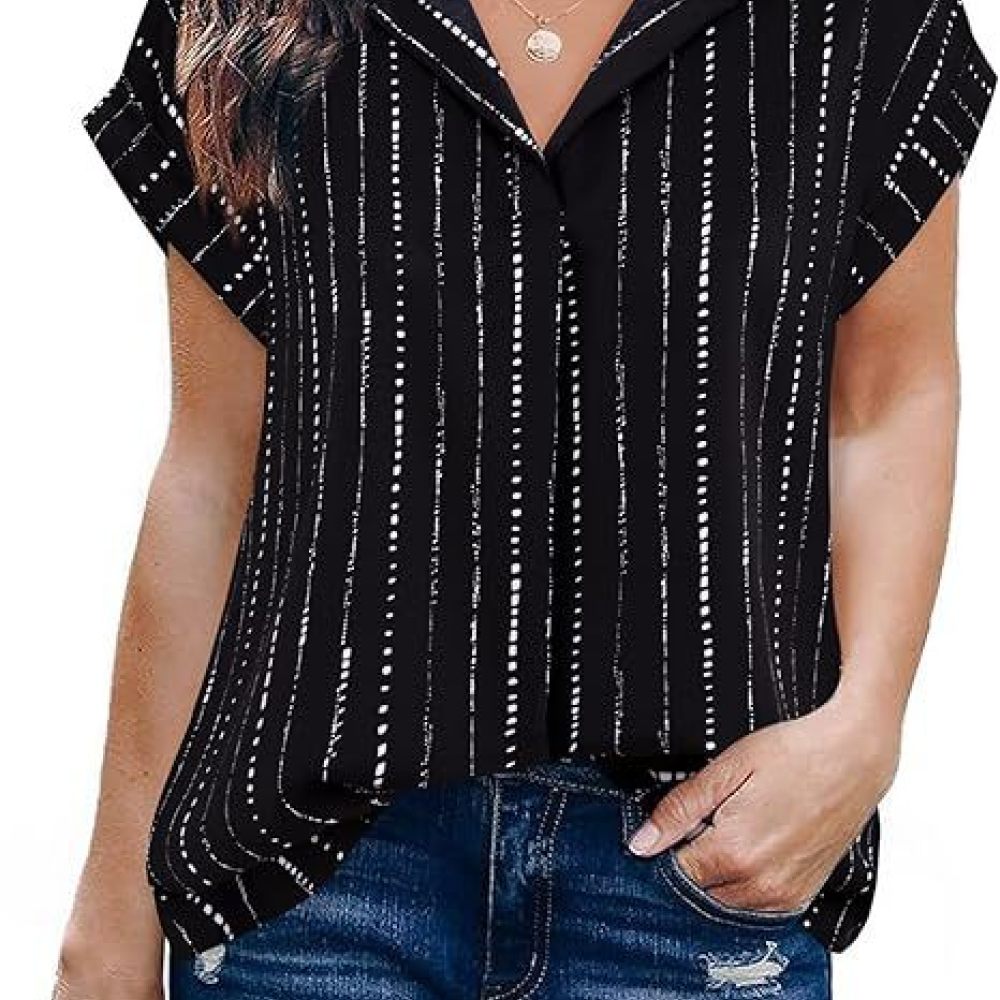 캐주얼 여성 스트라이프 셔츠 라펠 풀오버 블라우스 봄  - Summer Clothing Essentials Women 리뷰 및 가격