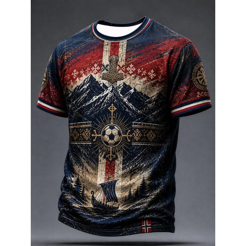 축구 축구 유니폼 노르웨이 노르웨이 바이킹 3D 프린트 - Summer Viking Clothing 리뷰 및 가격
