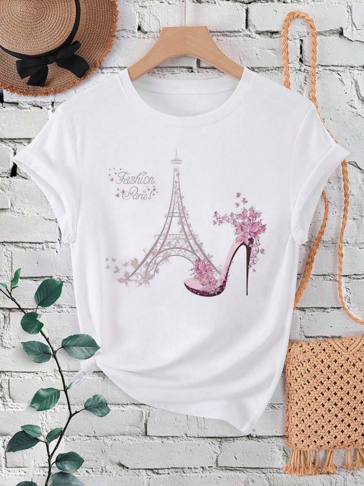 패션 파리 에펠 탑 인쇄 여성 티셔츠 여름 & 봄 여성 - Summer Clothing In Paris 리뷰 및 가격