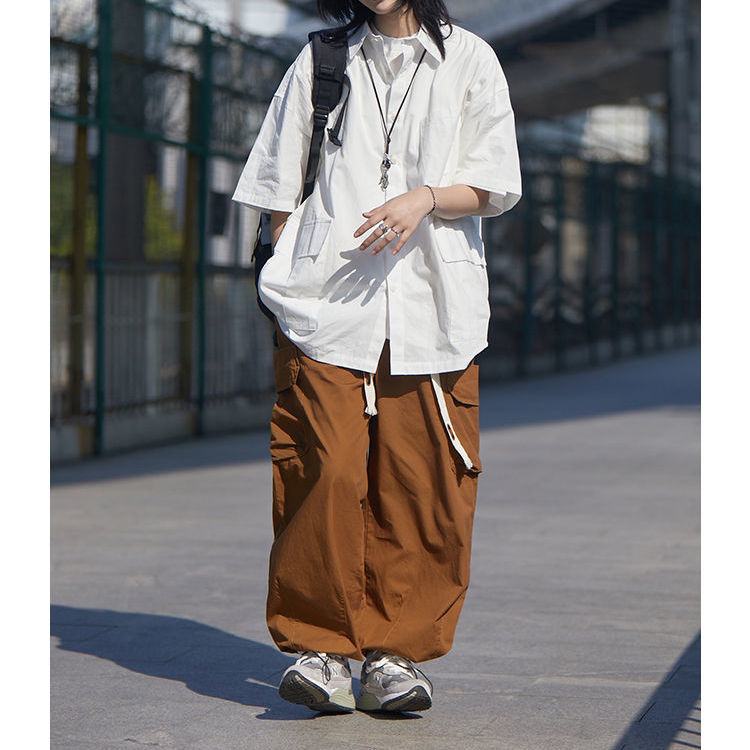 남녀공용 여름 반팔 버튼 업 화이트 셔츠, 일본 패션  - Summer Clothing Essentials Women 리뷰 및 가격
