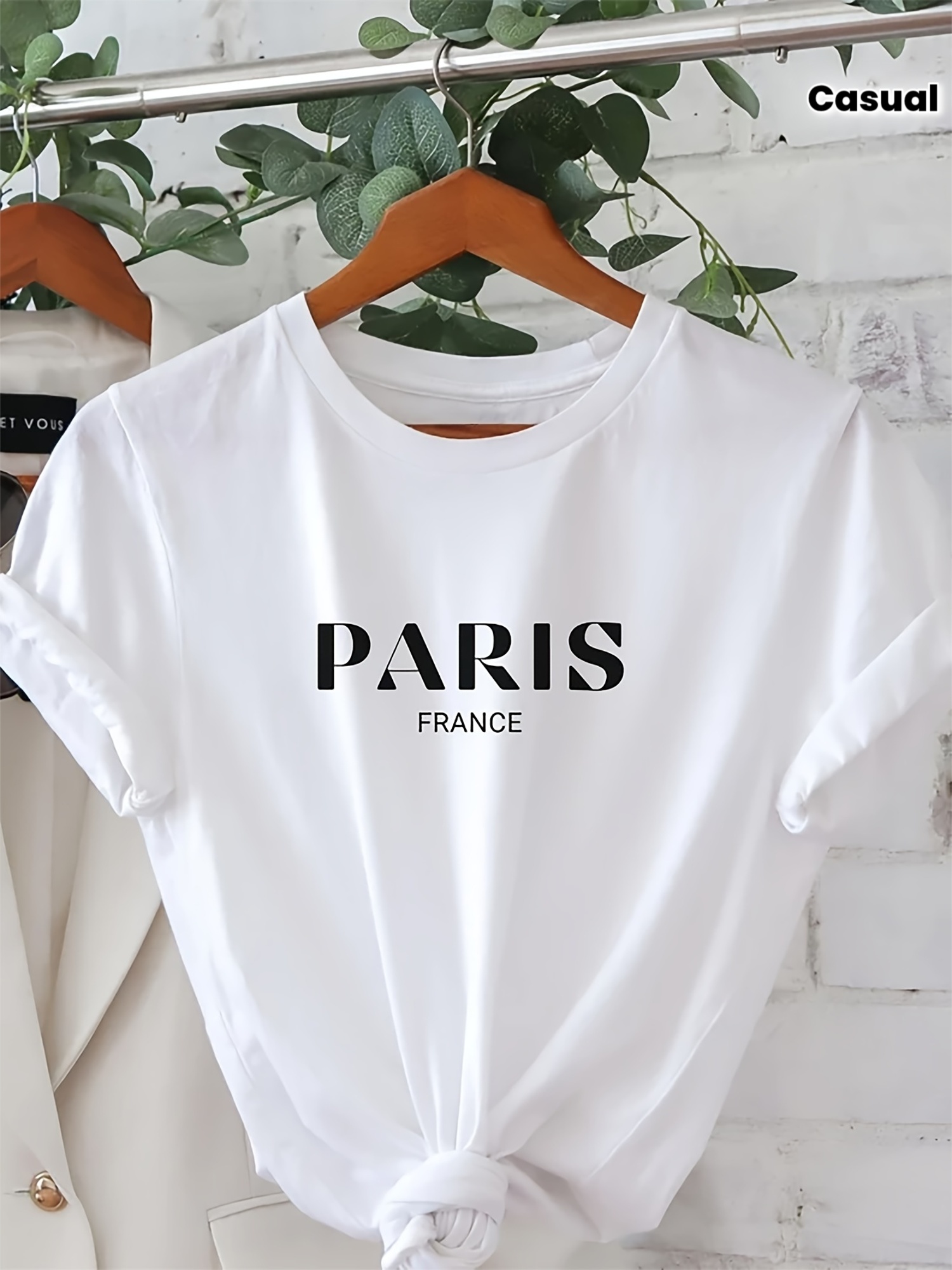 여성 캐주얼 반팔 크루넥 티셔츠 파리 프린트 레터 디자 - Summer Clothing In Paris 리뷰 및 가격
