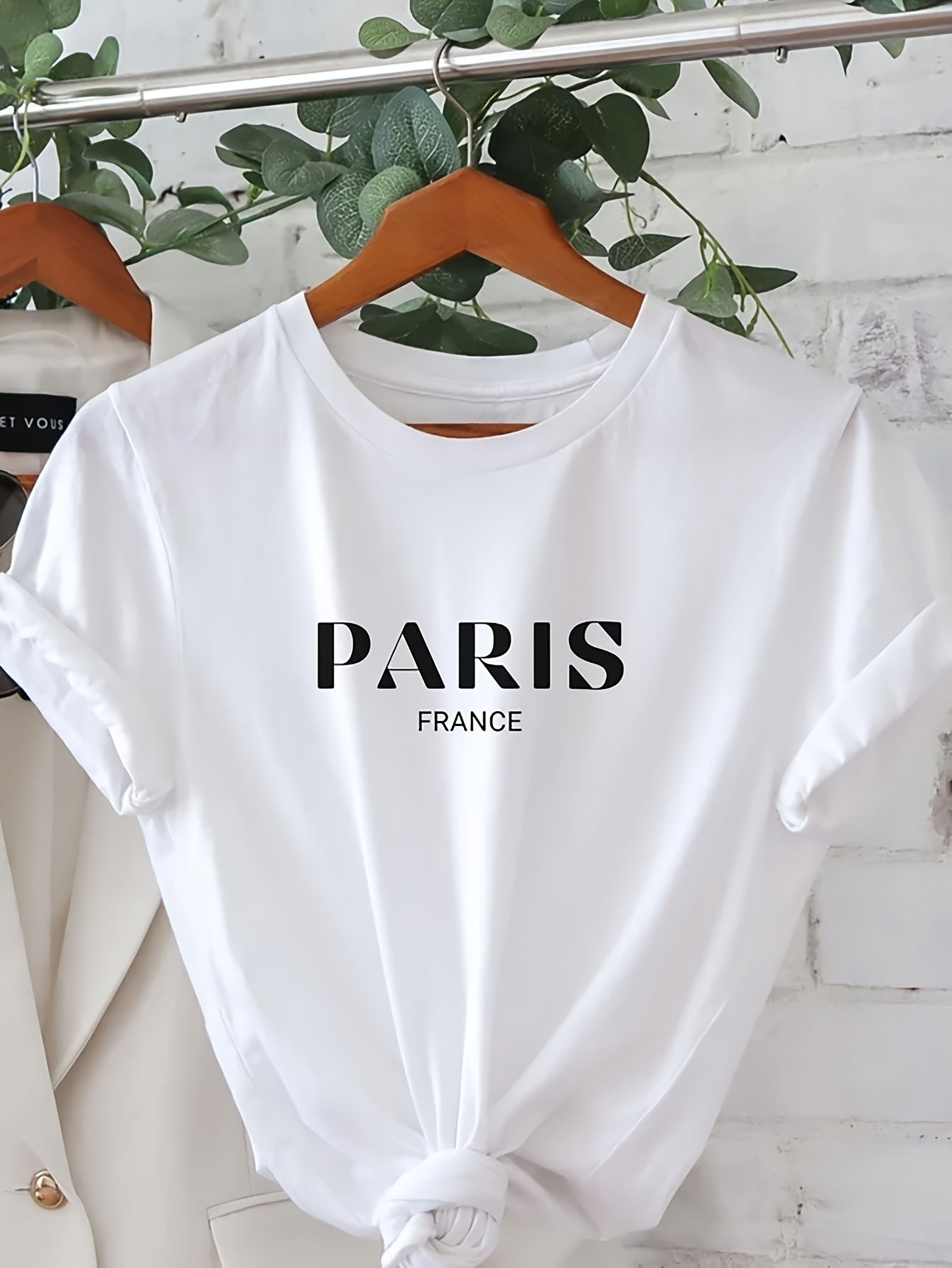 여성 캐주얼 반팔 크루넥 티셔츠 파리 프린트 레터 디자 - Summer Clothing In Paris 리뷰 및 가격