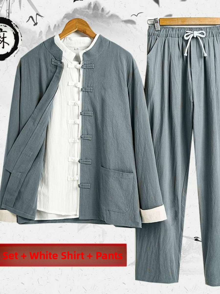 새로운 남성용 면 린넨 고대 중국 의상 세트 다도 명상 - Summer Clothing Staples 리뷰 및 가격