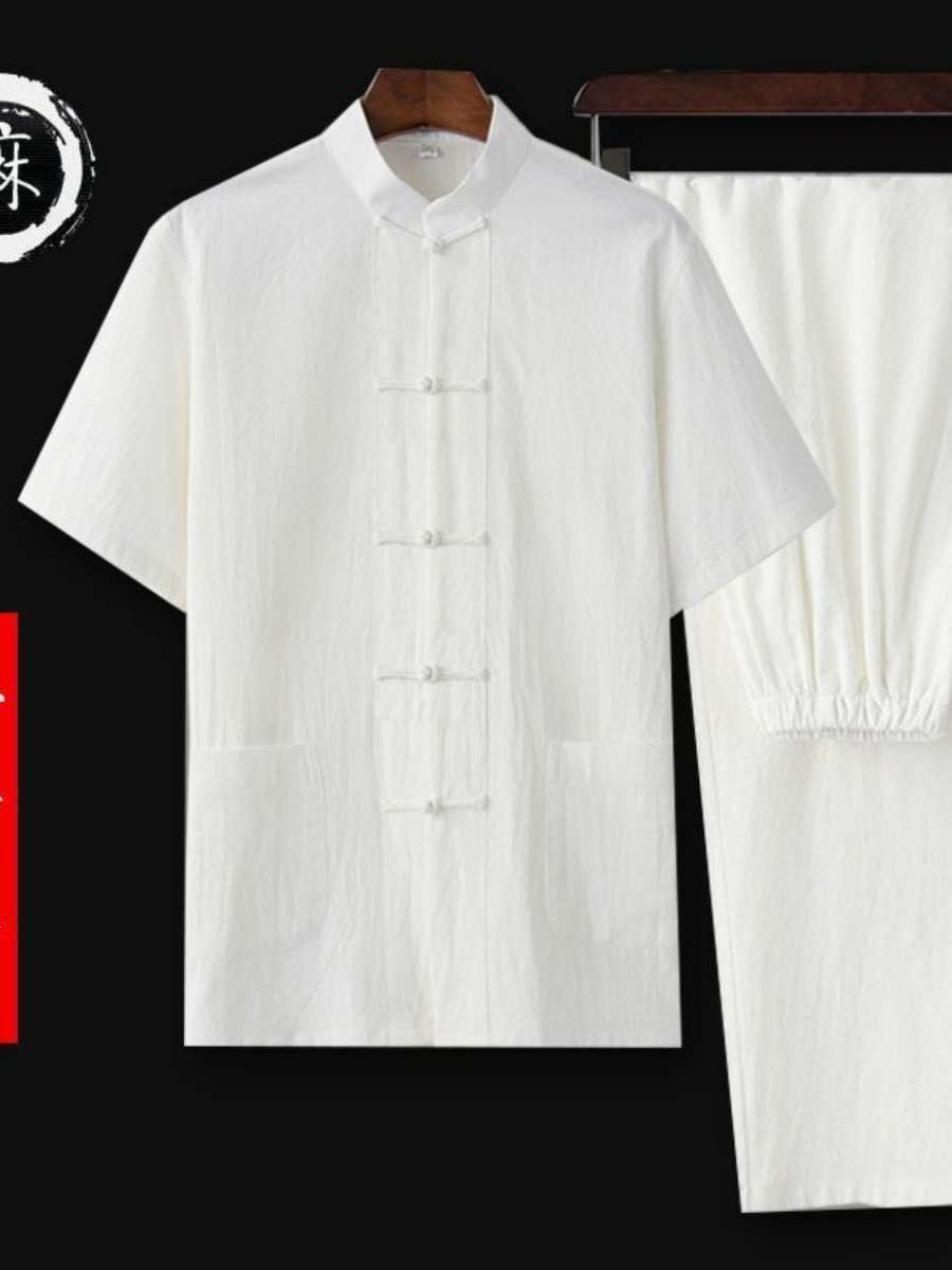 새로운 남성용 면 린넨 고대 중국 의상 세트 다도 명상 - Summer Clothing Staples 리뷰 및 가격