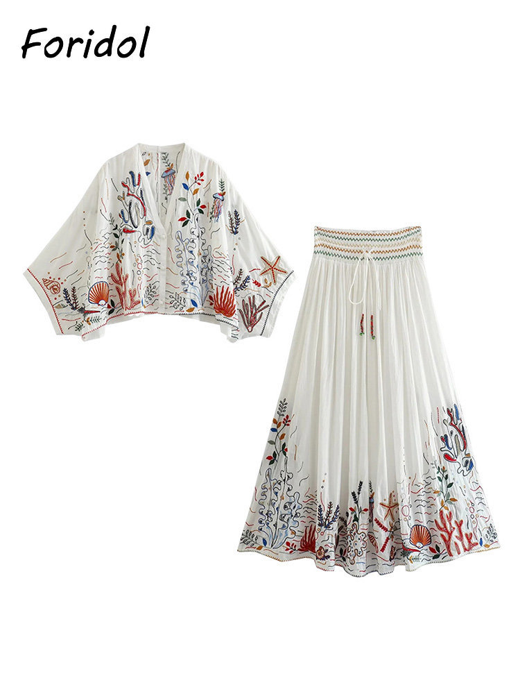 Foridol 해양 생물 자수 배트 윙 슬리브 맥시 스 - Summer Clothing Women Sale 리뷰 및 가격