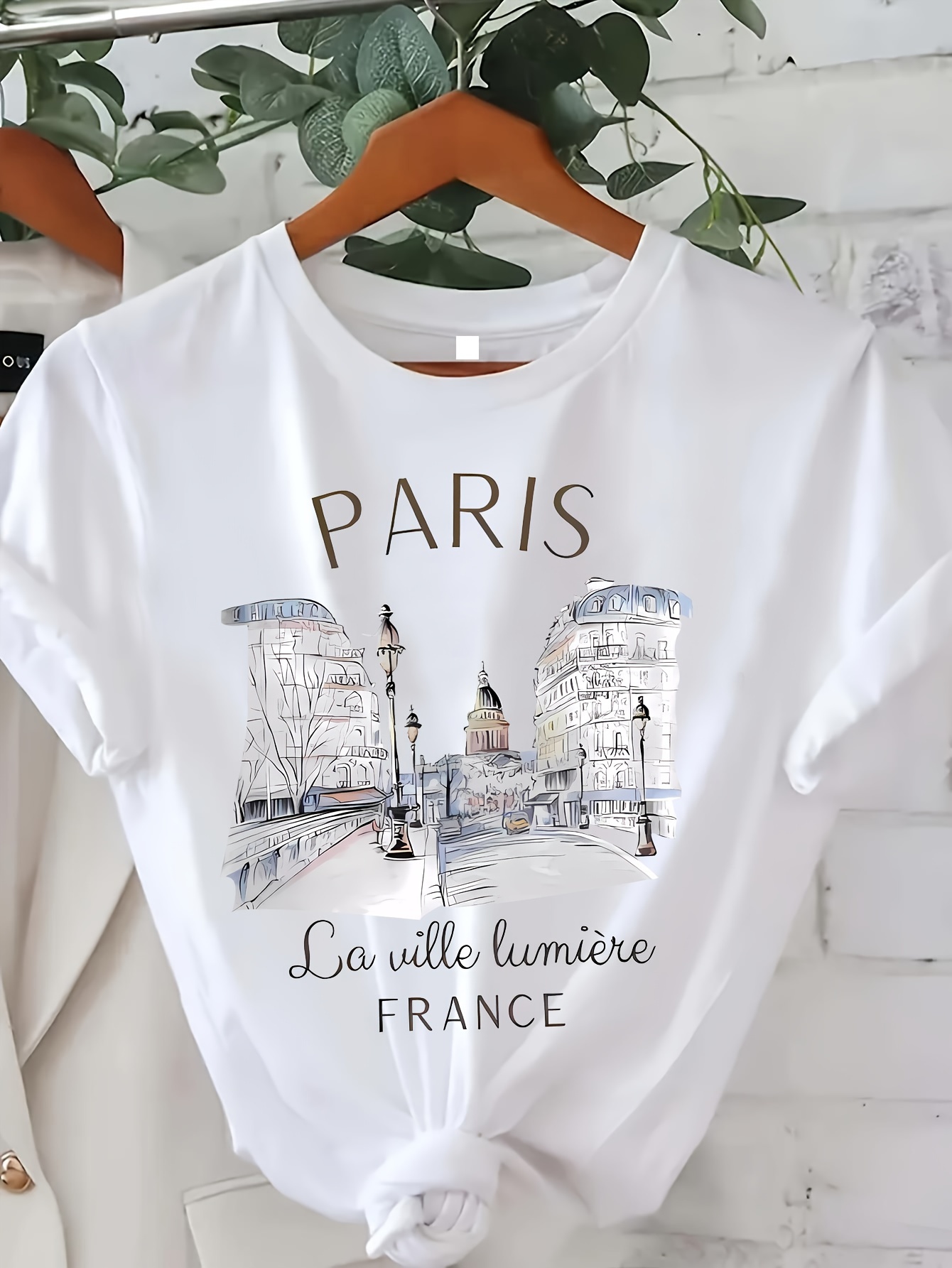 파리 여성 프린트 티셔츠 소녀 반팔 크루넥 캐주얼 탑  - Summer Clothing In Paris 리뷰 및 가격
