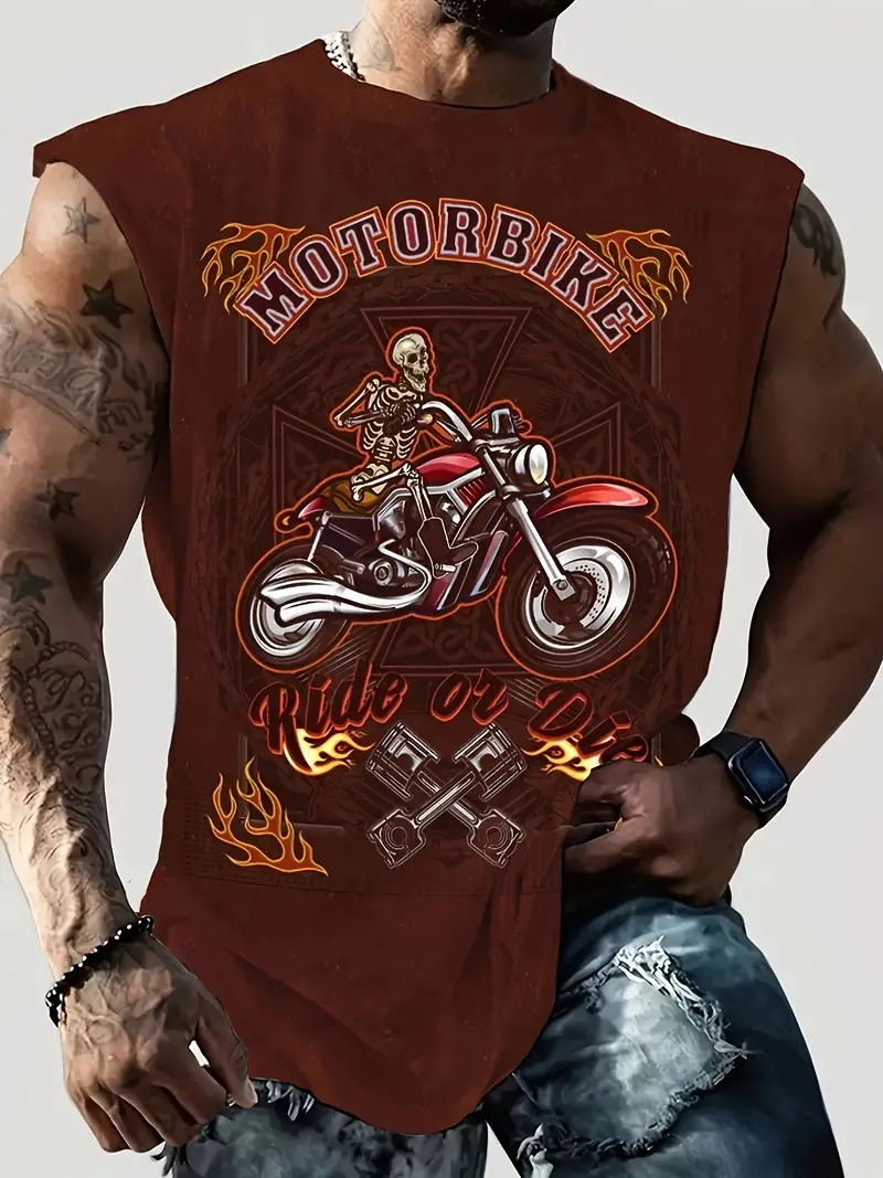 여름 새로운 남성 조끼 티셔츠 바이킹 오토바이 패턴 라 - Summer Viking Clothing 리뷰 및 가격