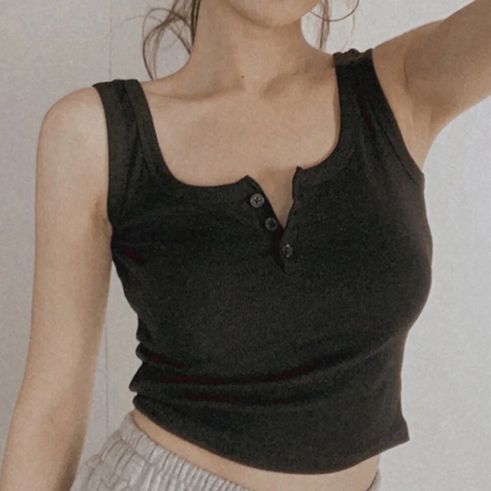 여성용 탱크 탑 리브 버튼 다운 민소매 블라우스 솔리드 - Summer Clothing Teens 리뷰 및 가격