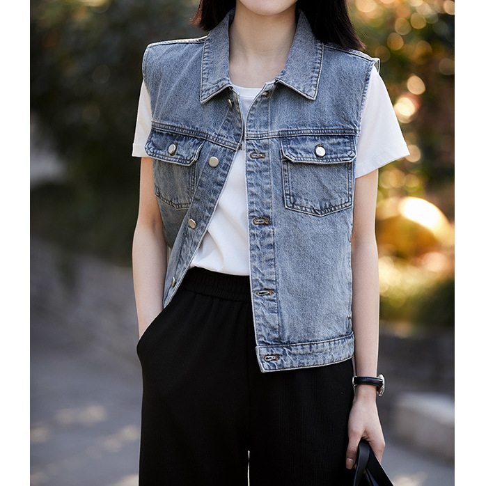 신장-여성용 긴 스테이플 코튼 워시 데님 조끼, 민소매 - Summer Clothing Staples 리뷰 및 가격
