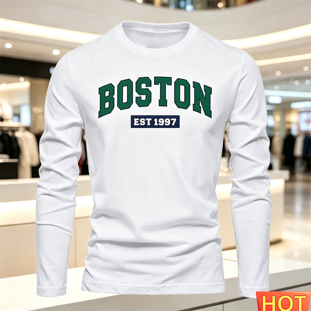 가을 여름 남성용 긴팔 티셔츠 문자 패턴 라운드 넥 티 - Summer Clothing Long Sleeve 리뷰 및 가격