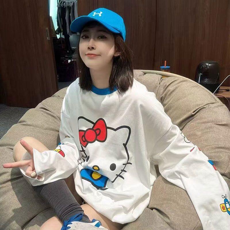 긴팔 헬로 키티 여름 새 스타일 만화 귀여운 프린트 티 - Summer Clothing Long Sleeve 리뷰 및 가격
