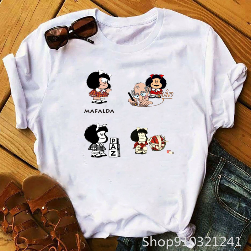 Rock Roll Mafalda 티셔츠 재미 있은 인쇄 - Summer Clothing Teens 리뷰 및 가격