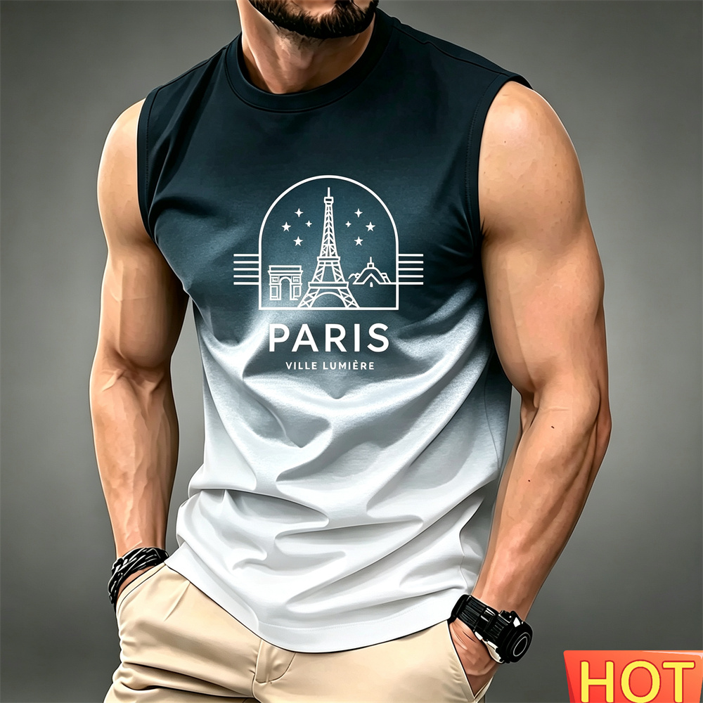 여름 남성용 그라데이션 민소매 티셔츠 통기성 홈 라운드 - Summer Clothing In Paris 리뷰 및 가격