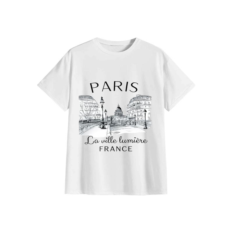 90년대 티셔츠 파리 여성 프린트 티셔츠 소녀 반팔 크 - Summer Clothing In Paris 리뷰 및 가격