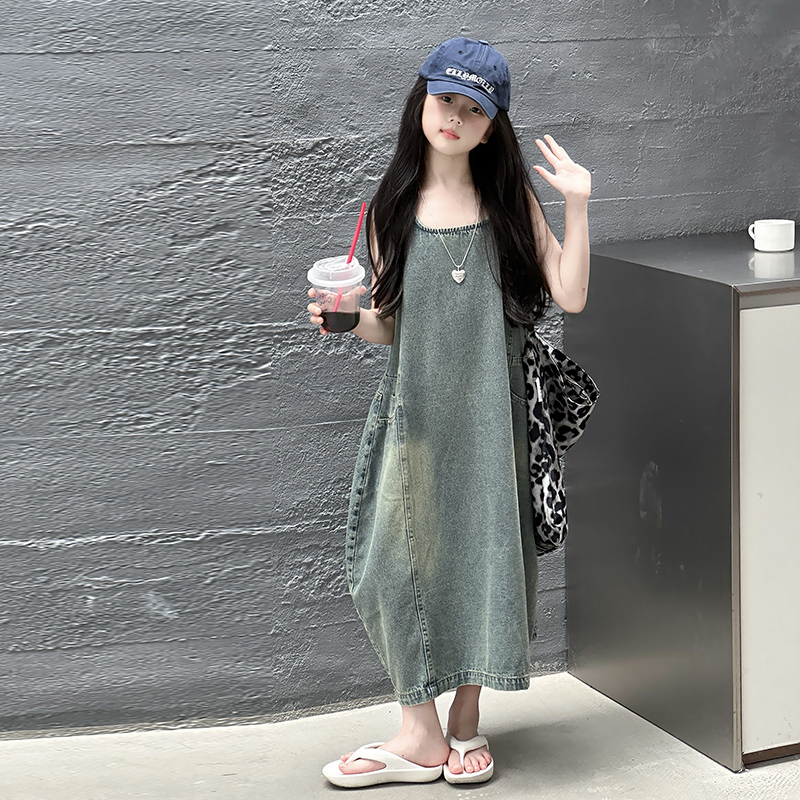 빈티지 블루 어린이 소녀 고품질 민소매 데님 드레스 s - Quality Summer Clothing 리뷰 및 가격