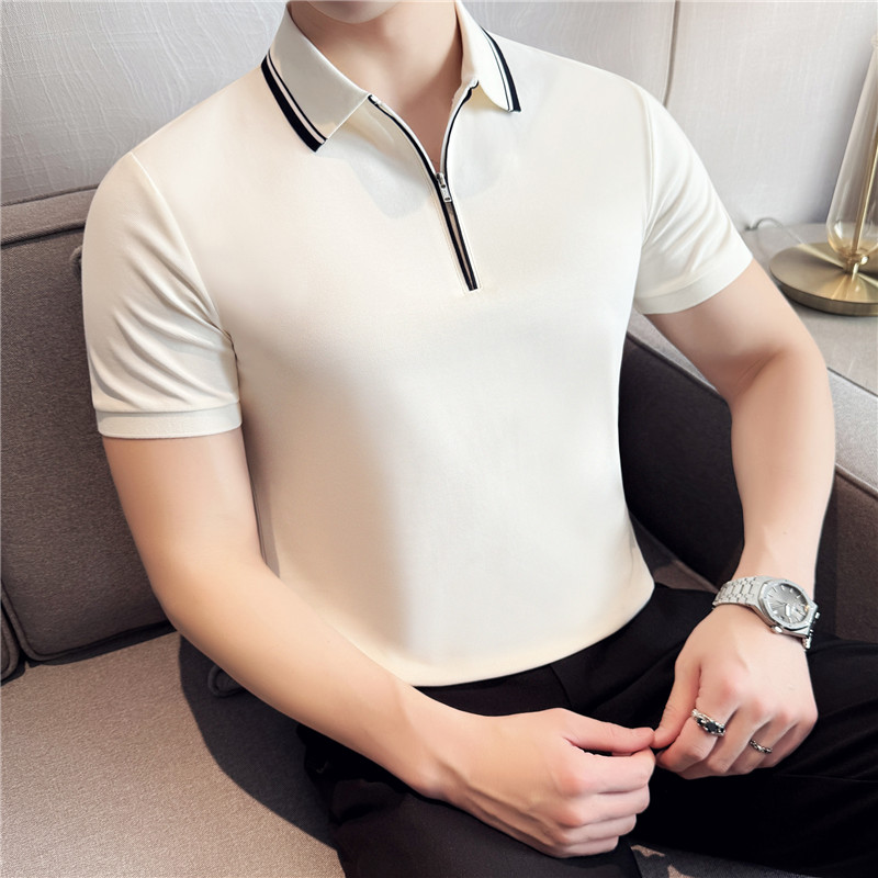 긴 스테이플 코튼 티 셔츠 남자 하프 지퍼 대비 색 디 - Summer Clothing Staples 리뷰 및 가격