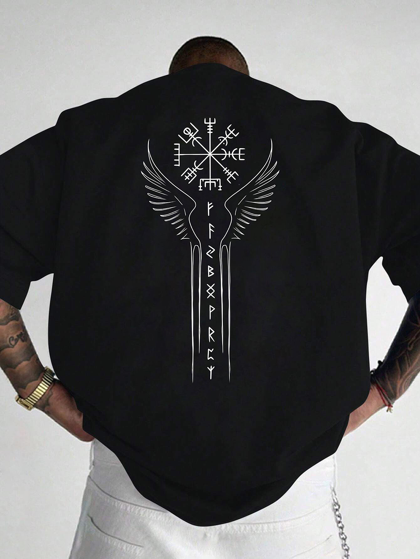 바이킹 노르웨이 룬 컴퍼스 프린트 프리미엄 100% 면 - Summer Viking Clothing 리뷰 및 가격