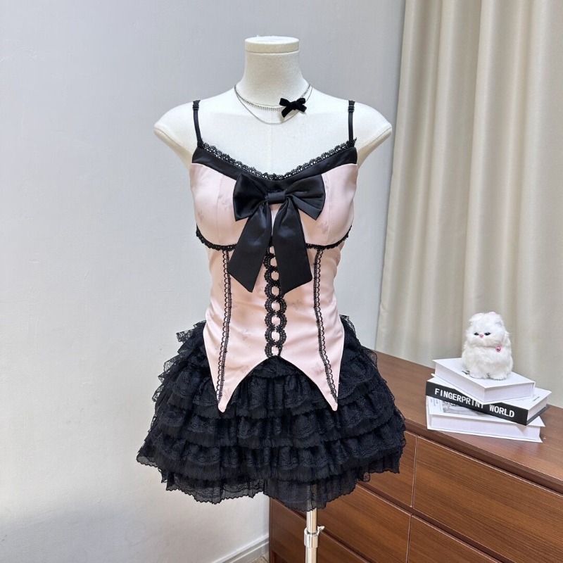 다크리 시리즈 고딕 소녀 디자인 스윗 빈티지 핑크 리본 - Summer Clothing Women Sale 리뷰 및 가격
