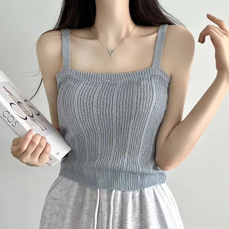 여성용 니트 캐미 탑 십대 소녀 파스텔 민소매 스트랩  - Summer Clothing Teens 리뷰 및 가격